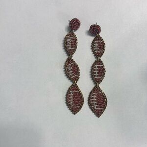 Elegant Beaded Drop Earrings - Maroon and Gold